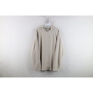 Vintage Columbia Mens Large Spell Out Ribbed Knit Fleece Mock Neck Sweater Beige